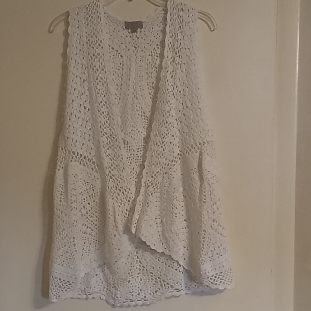 Joseph A. Beautiful White Crochet Vest